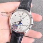 Perfect Replica Patek Philippe Moonphase Price - Black Leather Strap Watch